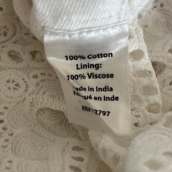 Miguelina Womens White Savannah Eyelet Crop Wrap Blouse Top XS - Picture 8 of 8